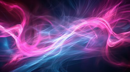 Vibrant Abstract Neon Light Swirls, Modern Digital Art Background