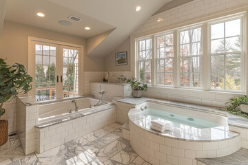 Corner Tub and Sink Bathroom