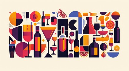 Cocktail Party Illustration with a Colorful Palette