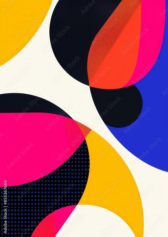 Poster vibrant abstraction with circular patterns and colorful design