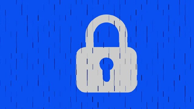 Revealing a padlock logo printed on a group of blocks by moving the camera from a sideways position to a frontal position. Computer security concept.