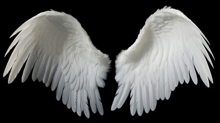 White Angel Wings on a Black Background