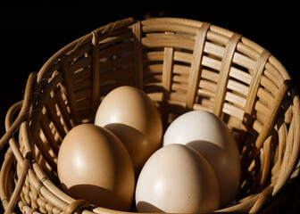 Eggs in basket. Generative AI