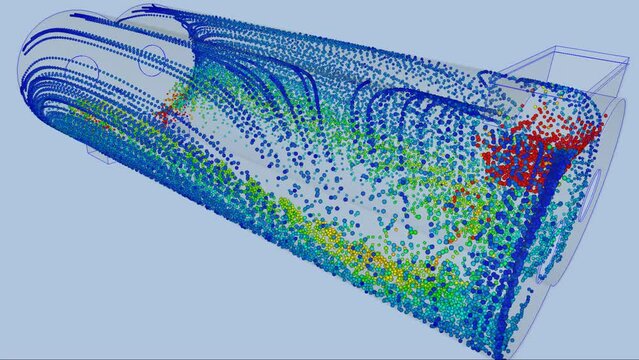 CFD simulation Computational fluid dynamics - industrial thermal screw conveyor airflow simulation