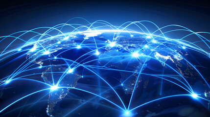Obraz premium world map with technology effect
