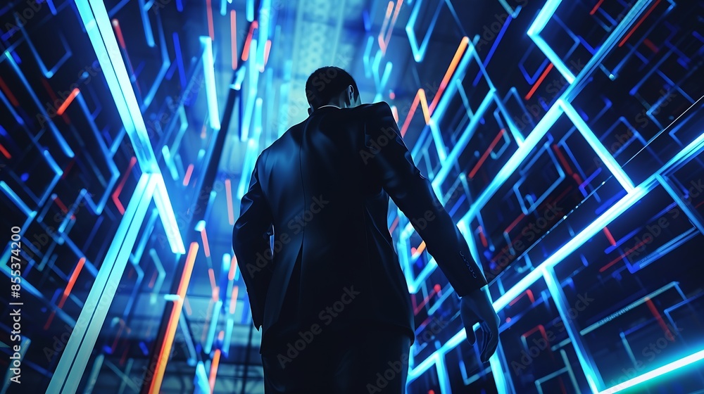 Poster Business person explore the core of cyber security Delve into protection methods cyber threats and bolster cyber security stance Essential for navigating the cyber security age FaaS : Generative AI