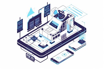 Conceptual Technology Flat Illustration created with Generative AI