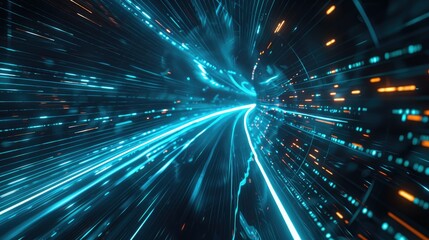 Obraz premium Artistic depiction of high-speed lines streaking through a digital canvas, perfect for technology-themed graphics.