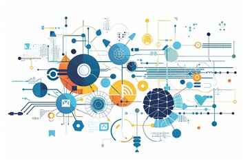 Obraz premium Conceptual Technology Flat Illustration created with Generative AI