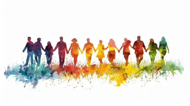 Peaceful cooperation clipart with people working together harmoniously