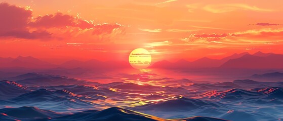 Peaceful sunrise clipart with warm hues and a new day dawning