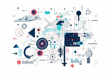 Conceptual Technology Flat Illustration created with Generative AI