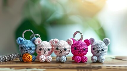 crochet animals cute amigurumi keychain : Generative AI