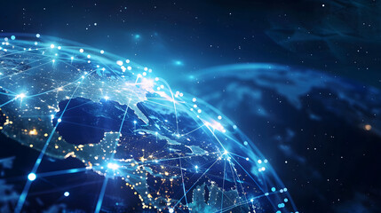Fototapeta premium world map with technology effect