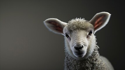 Fototapeta premium Cute little lamb Animal portrait : Generative AI
