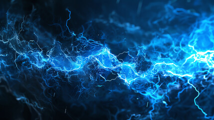 Fototapeta premium Dynamic blue electrical lightning background capturing the energy and intensity of electric currents in motion.