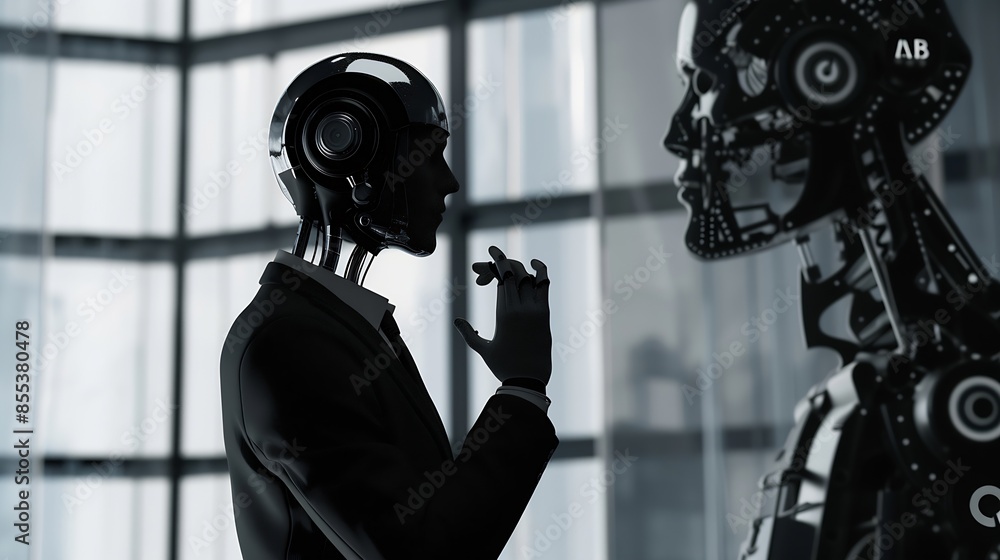 Fototapete technology concept ai artificial intelligence For business people using AI smart robot technology artificial intelligence by inputting commands to create something future technology ch : Generative AI