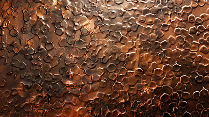 Textured abstract background with warm copper tones, showcasing a hammered metal surface with intricate patterns.