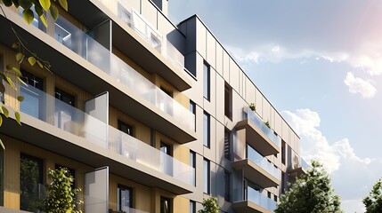 Apartment building mockup space and advertising billboard commercial housing and real estate in city Empty poster for property marketing branding and communication with announcement in : Generative AI