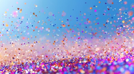 Vibrant and colorful confetti pieces falling against blurred backgrounds, creating a festive and joyful atmosphere.