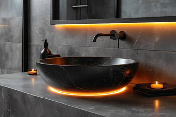 Black and Marble Bathroom Corner