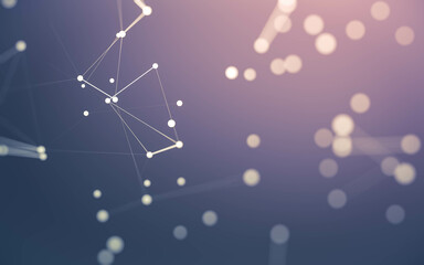 Abstract background. Molecules technology with polygonal shapes, connecting dots and lines. Connection structure. Big data visualization.