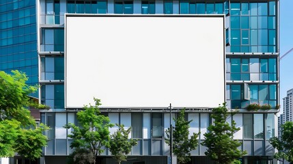 Obraz premium Advertising billboard mockup in front of the office building : Generative AI