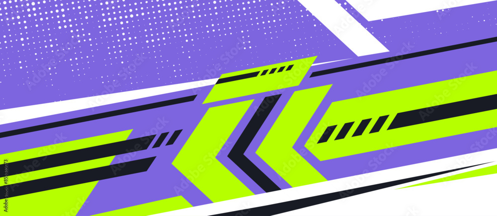 Poster abstract purple and green sports background with abstract shape geometric shapes and texture dot hal