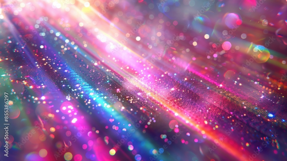 Poster vibrant and colorful abstract light effects with bokeh and sparkles, creating a mesmerizing and fest