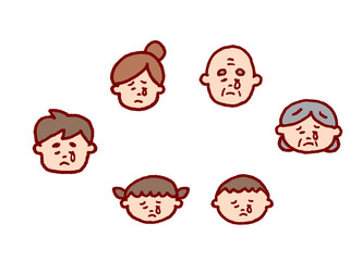 線画タッチのかわいい家族