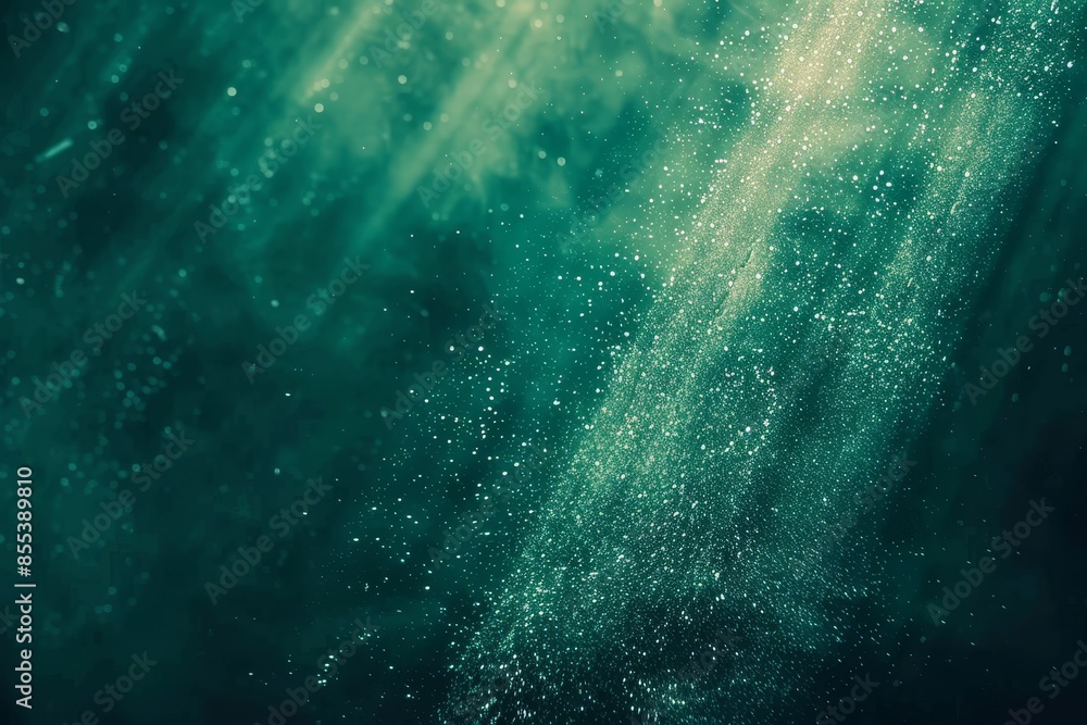 Poster cyan and turquoise light burst abstract rays on dark background with golden sparkles
