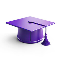 Purple Graduate Cap | Minimalistic Design | Isolated on Transparent & White Background | PNG File with Transparency