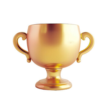 Golden Trophy | 3D Illustration | Isolated on Transparent & White Background | PNG File with Transparency