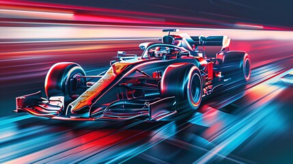 Abstract vector of Formula One race car on speedway.