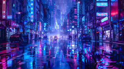 Fototapeta premium purple and blue light technology