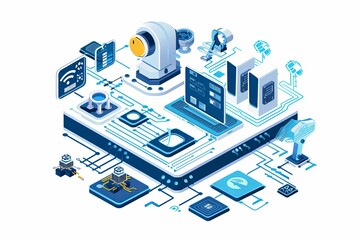 Conceptual Technology Flat Illustration created with Generative AI