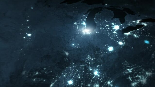 Connected network spreading across the USA