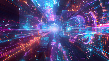 Obraz premium purple and blue light technology