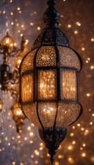 Acrylic paint of ramadan chandelier lamp wall