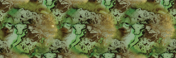 Alcohol Ink Background. Marble Vector Ink. Blue Light Elegant Pattern. Foil Marble Background. Green Art Paint. Vector Seamless Painting. Gold Abstract Watercolor. Luxury Marble. Copper Water Color.