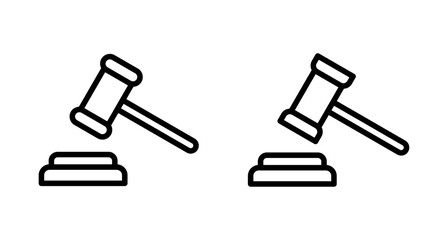 Gavel icon vector isolated on white background. Hammer icon vector. Judge Gavel Auction Icon Vector. Bid