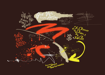 art graffiti style slogan, urban skater graffiti,T shirt graphics slogan design, Urban typography street art graffiti slogan print with spray splash effect for t shirt © Sukman