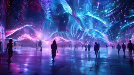 Obraz premium purple and blue light technology