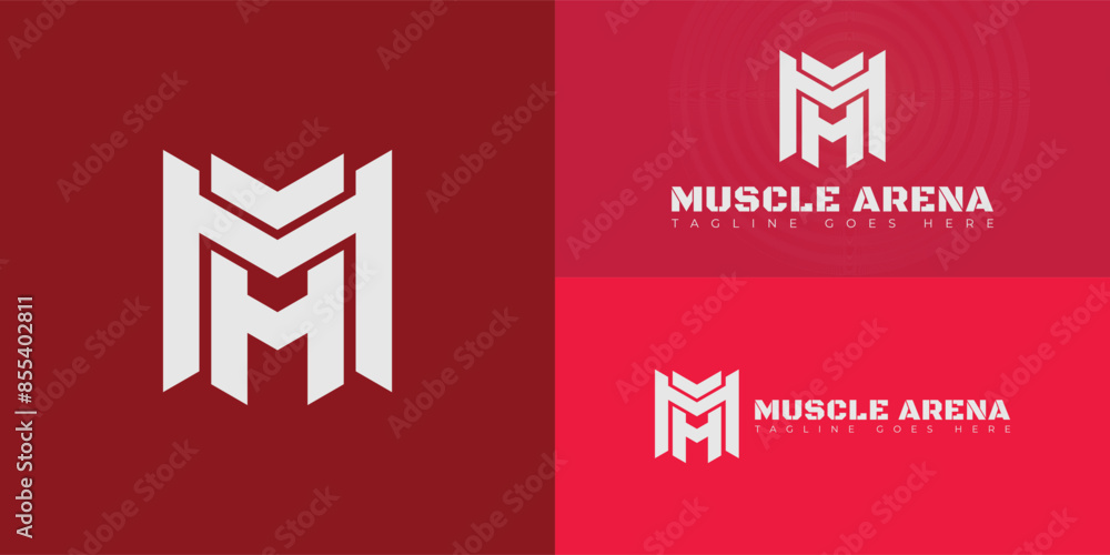Aufkleber abstract initial hexagon letters ma or am logo in silver-white color isolated on multiple background
