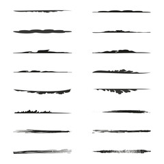 Brush stroke lines. Black and white. Vector abstract designs. Artistic borders.