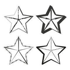 Obraz premium Decorative star icons. Geometric star set. Black and white. Vector elements.