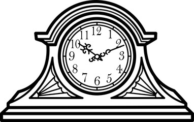 Mantel clock outline illustration vector