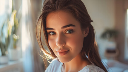 beautiful social media influencer looking at camera