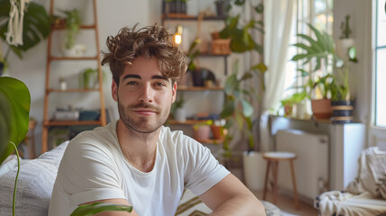 Fototapeta premium social media influencer man looking at camera