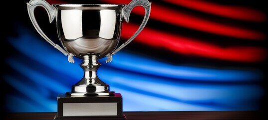 Obraz premium Close up of trophy presentation on stage signifying corporate achievement and accomplishment